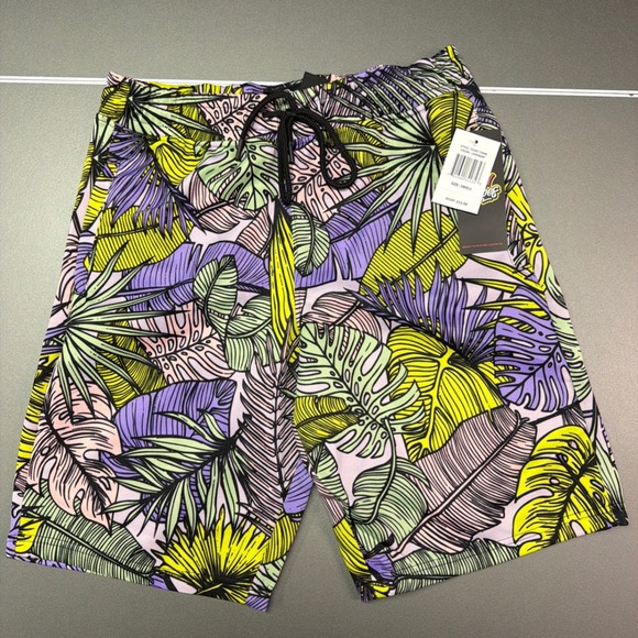 Drill Clothing Other - Good Vibes Drill Clothing Co Small Tropical Palm Leaf Shorts Lavender/Green NWT